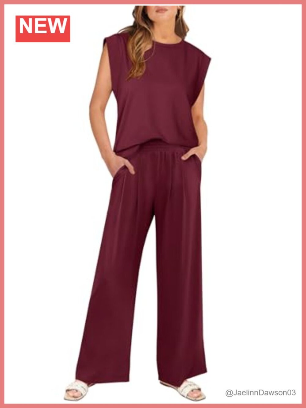 Women 2 Piece Lounge Set Tank Top & Wide Leg Palazzo Pants Matching Travel